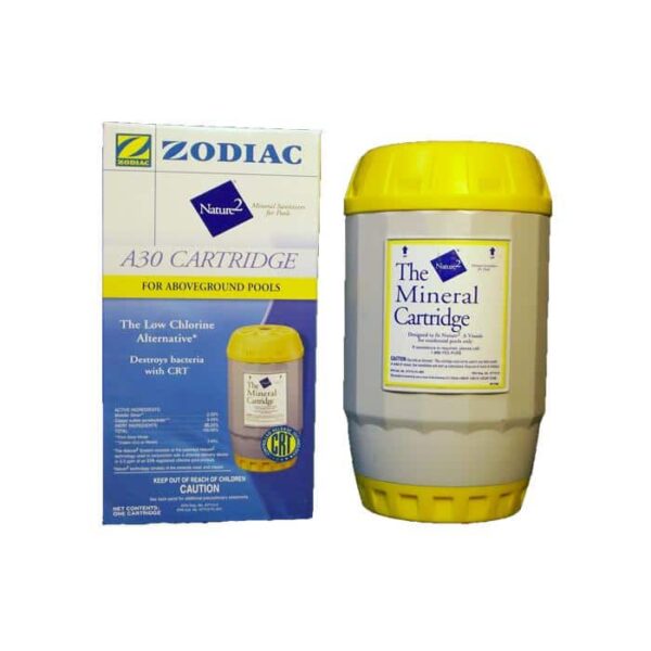 The Nature II Replacement Cartridge - A30, featuring a yellow top and gray body, is displayed next to its blue and white box.