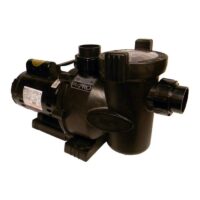 The PUMP-1HP FLO PRO ING is a black pool pump with a clear strainer lid, cylindrical motor housing, intake and outflow fittings, and an easy-carry handle.