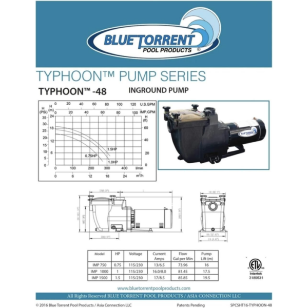 Pump Typhoon 1.5 Hp Inground - Image 2