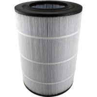 The Jacuzzi/Dirt Devil CFR-75 75 Sq Ft is a cylindrical air filter with pleated white paper and black rubber ends, designed for use in air purification or HVAC systems.