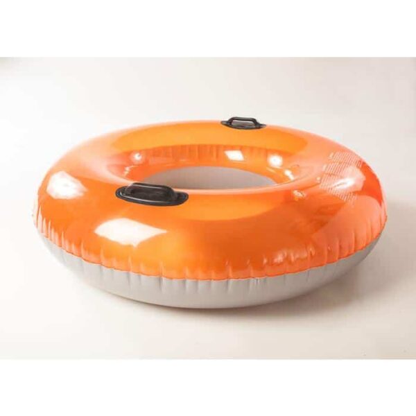 A 48 Suntanner Style Handle Ring in orange and white, featuring two black handles, is displayed on a plain white surface.