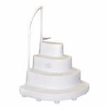 The MAJESTIC ABOVE-GROUND STEP w/RAIL is a white, four-step curved pool ladder featuring textured steps and a left-side handrail, designed for easy entry and exit from your swimming pool.