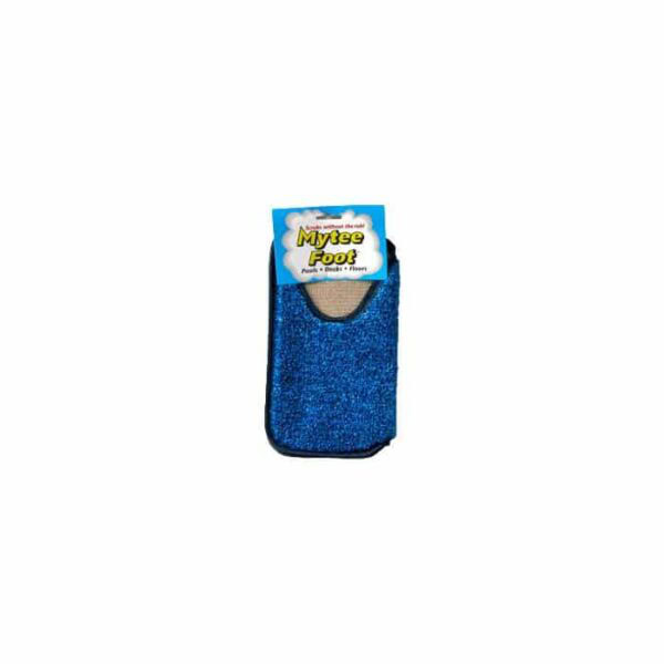 A blue textured Mytee Foot Scrubber in packaging, designed for cleaning feet, displayed against a plain white background.