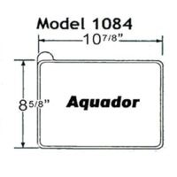 Black and white diagram of the AQUADOR LID ONLY-1084, measuring 10 7/8 wide by 8 5/8 tall, featuring the Aquador brand name at the center.