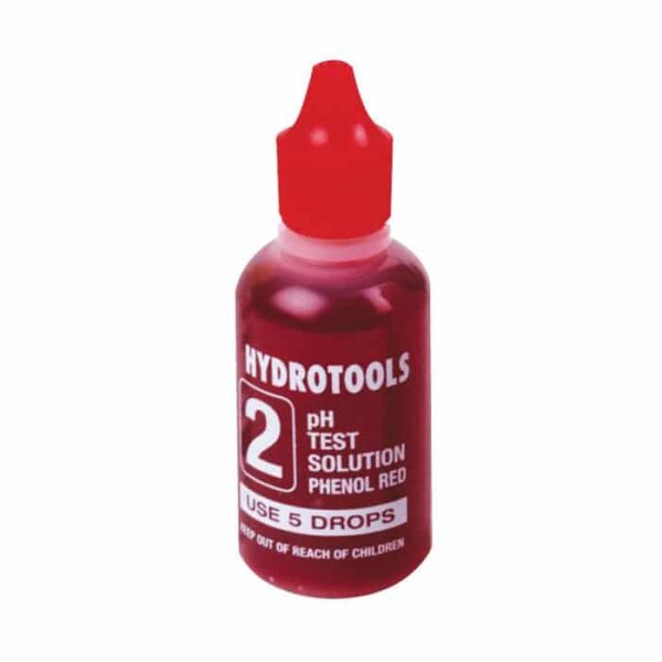 A small red bottle labeled Reagent #2 Solution with instructions to use 5 drops and a warning to keep out of reach of children.