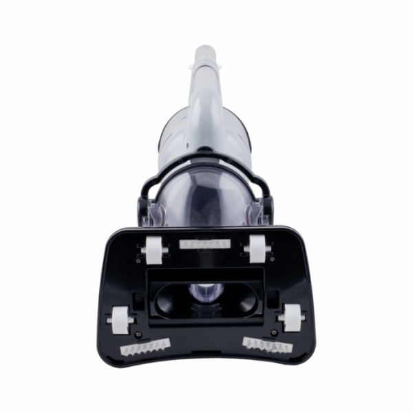 Close-up front view of the VOLT FX-4 LI RECHARGEABLE VAC head, showing its brush rollers and wheels against a white background.