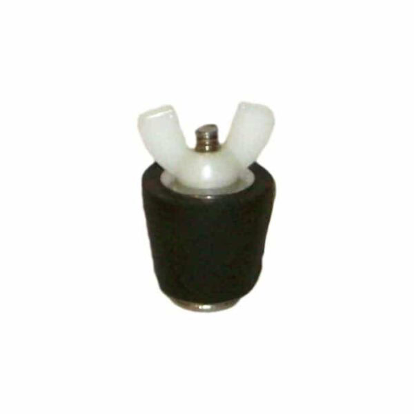 The Winter Plug #4 is a black and silver valve with a white plastic wing-shaped handle, displayed against a plain white background.