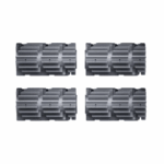 Four identical BEATBOT BRUSH SET black and gray rectangular rubber tracks with geometric tread patterns, arranged in two rows on a white background.