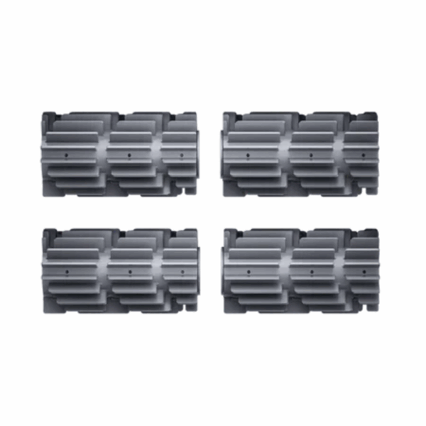 Four identical BEATBOT BRUSH SET black and gray rectangular rubber tracks with geometric tread patterns, arranged in two rows on a white background.
