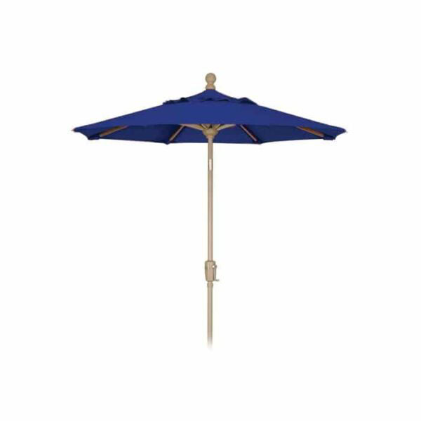 The 9 Octagon Umbrella in navy blue features a spacious canopy and a light wooden pole, displayed fully opened against a white background.