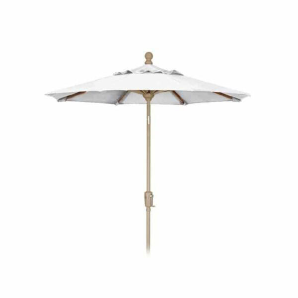 The 9 Octagon Umbrella - Natural features a beige fabric canopy and a wooden pole, displayed fully open against a plain white background.