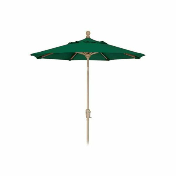 The 9 Octagon Umbrella in Forest Green, featuring a wooden pole and finial, is displayed fully open against a white background.