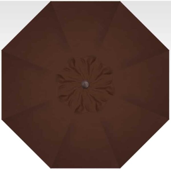 Top-down view of the 10 Octagon Cantilever patio umbrella in chocolate, featuring eight segments and a central hub.
