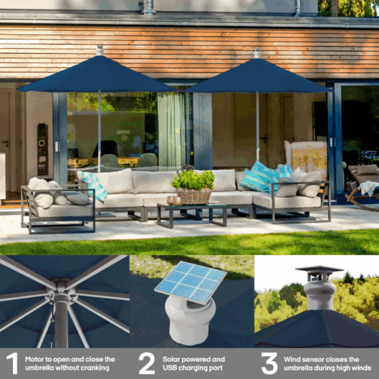 dusty green patio umbrella 3-Tier w/ Tilt Adjustment, Crank a sturdy steel pole Length:154W Cantilever Umbrella Garden Umbrella Designer: Kris Van Puyvelde