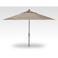 The Umb-11FT Brz/Hpstripe/Ash is a beige patio umbrella with a central pole and gently pointed top, shown from the front against a plain white background.