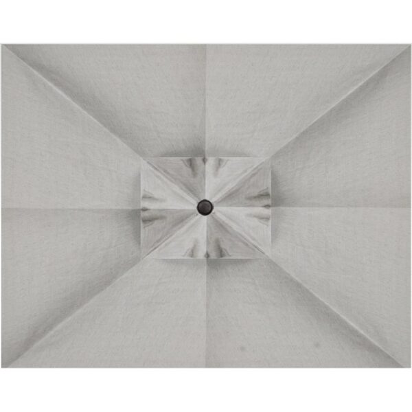 Top-down view of the 10 x 13 Rectangle Cantilever - Silver patio umbrella with a dark central pole, showing its light gray geometric canopy design.