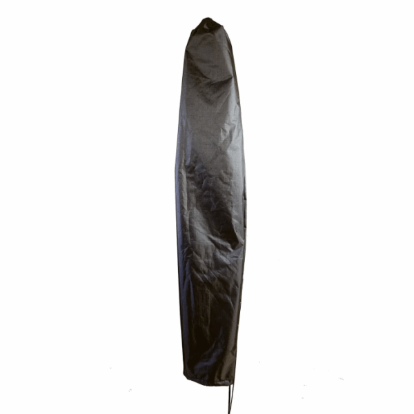 A tall, black, cylindrical fabric cover for an 11 umbrella stands upright against a white background. The Umbrella 11 Cover is zipped closed at the top and features a slightly wrinkled texture.