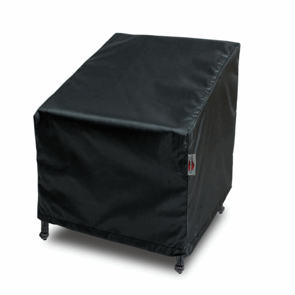 A High Club Chair Cover in black protects a patio chair with exposed legs, shown against a plain white background.