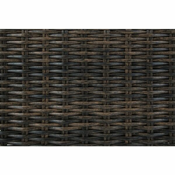 Close-up of the Grasson Lane 5-Piece Groupings woven rattan texture in dark brown and black, featuring a repeating horizontal and vertical pattern.