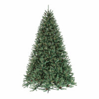 The 7.5 Jackson Pine Blue LED Clear is a full, green artificial Christmas tree with dense branches on a metal stand, undecorated and unlit, shown isolated on a white background.