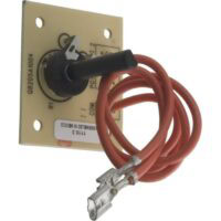 The POTENTIOMETER MINIMAX (MV) features a circuit board with a black rotary switch, a protruding black knob, and an orange wire coiled around it, ending in two metal connectors.