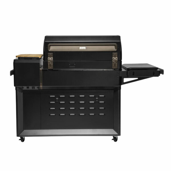The Timberline XL 2022 is a large black industrial printer with a front control panel, open top lid, side trays, and wheels for mobility, shown isolated on a white background.