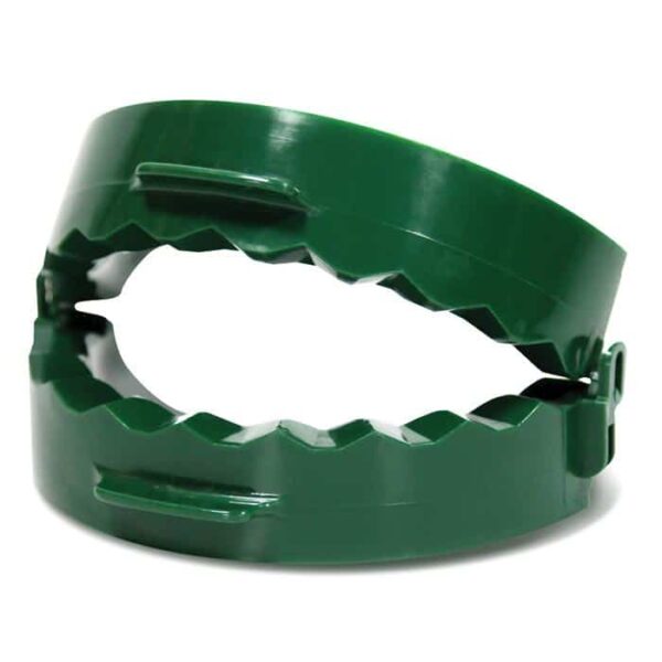 The Italian Calzone Press - Personal Size is a green, plastic, clam-shaped tool with jagged interlocking edges, shown open on a white background.