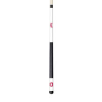 The Cue Ohio State Laser Etched is a white billiards cue stick featuring a black handle, pink accents, and a pink O logo near the bottom.