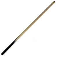 The Cue-One Piece Wood 52IN is a wooden billiard cue stick with a black handle that smoothly transitions to natural wood near the tip, shown on a white background.