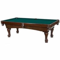 The 8 Blazer Billiard Package features a wooden pool table with a green felt surface, claw-foot legs, and leather pockets, displayed against a white background.