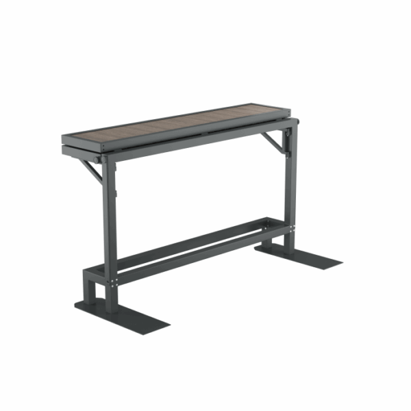 The Banff Spa Privacy Screen Brown features a sleek rectangular design with a sturdy metal frame and wood panels, shown against a plain white background.
