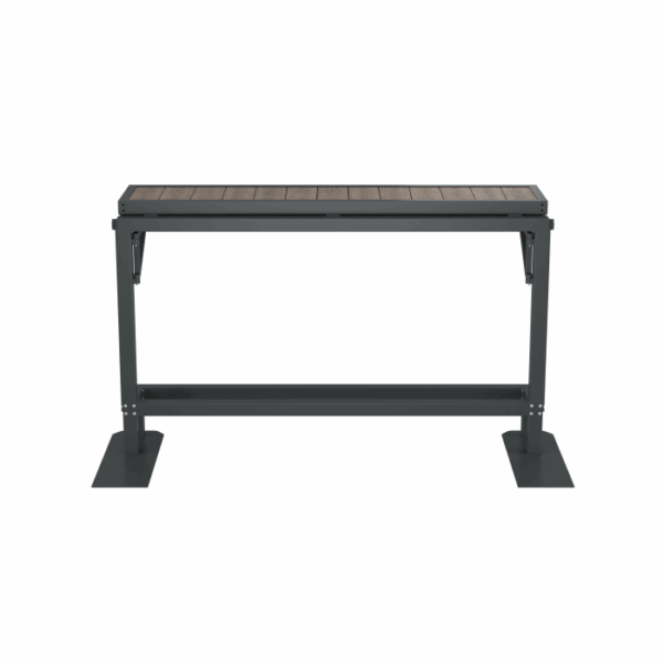 The Banff Spa Privacy Screen Brown features a rectangular industrial-style design with a dark metal frame and wooden panels, shown from the front against a white background.
