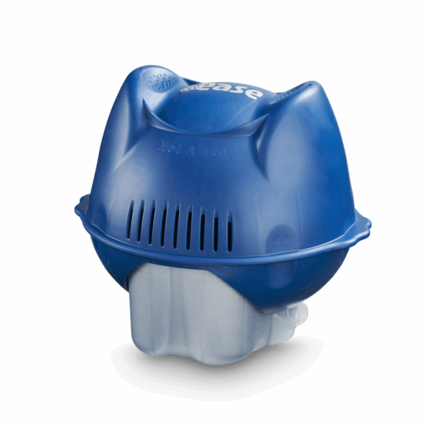 The FROG @EASE FLOATING SYSTEM SWIM SPA is a blue and gray plastic device with a rounded top and vented sides, shown on a white background.