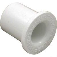 The PLUG 1/2IN SLIP is a white plastic plumbing fitting with a flared end, designed for use in connecting or capping 1/2-inch pipes in plumbing systems.