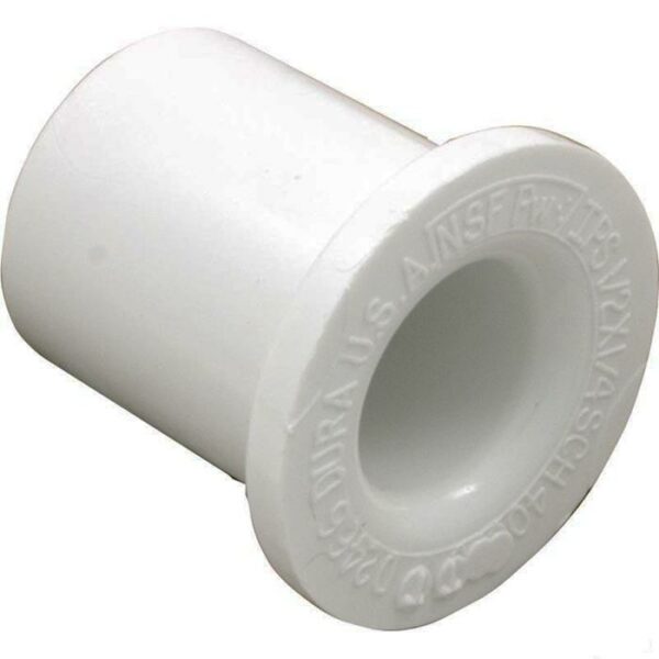 The PLUG 1/2IN SLIP is a white plastic plumbing fitting with a flared end, designed for use in connecting or capping 1/2-inch pipes in plumbing systems.