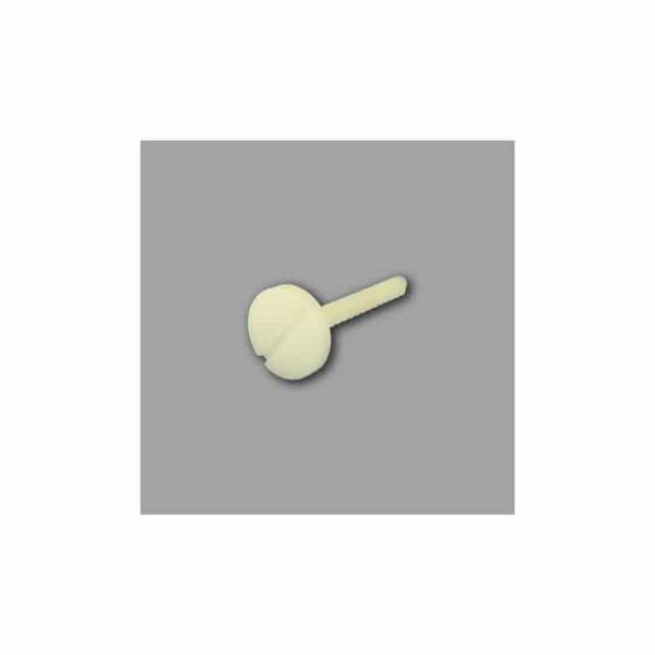 The Sundance/Jacuzzi Pillow Screw is a small, light-colored plastic fastener with a flat, round head and short stem, shown against a plain gray background.