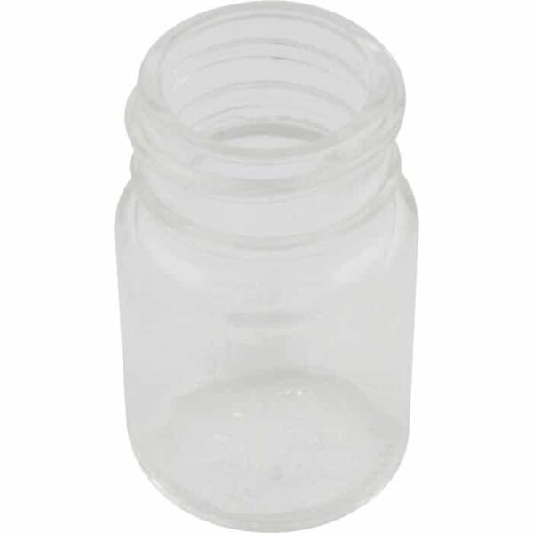 A clear, empty Sight Glass for Hayward Filters (SPX0710MA) with a wide opening and screw-top threads, shown from a slightly elevated angle.