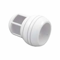 The Kreepy Krauly Eyeball Diverter is a white plastic cylindrical filter with mesh panels and a solid rounded end, commonly used as a strainer or protector in plumbing or fluid systems.