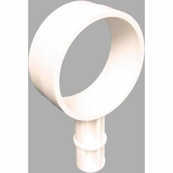 The Yoke for Horizon Elite Above Ground Solar Reel is a white plastic ring with a cylindrical handle, shown against a gray background.
