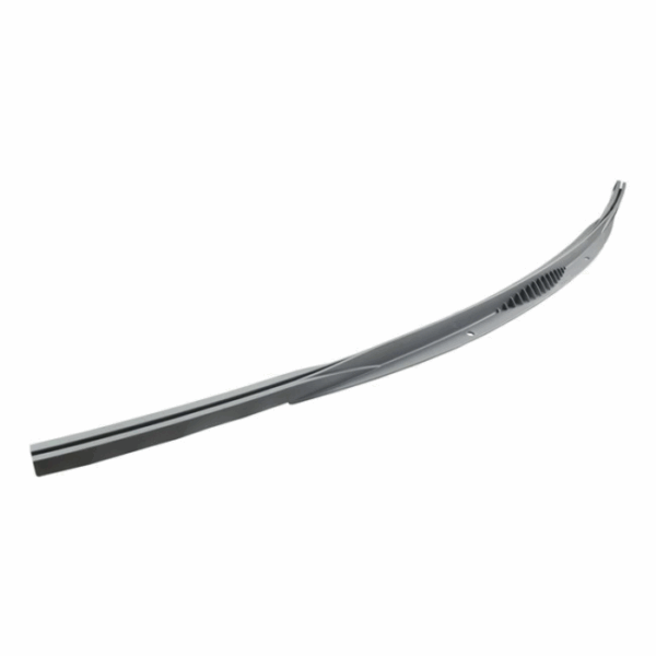 The Serenity Bottom Rail 21/24/27 is a curved, metallic car windshield wiper cowl cover with vented slats, shown isolated on a white background.