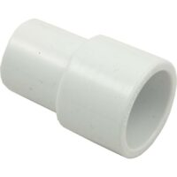 The Inside Pipe Extender 1IN SPG is a white PVC fitting used to join pipes of different diameters in plumbing systems, featuring one end larger than the other for effective pipe connection.