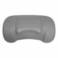 A gray, contoured Pillow: Sundance - Chevron (Ball/Socket) features rectangular and curved grooves with Sundance centered, designed for spa or hot tub use.