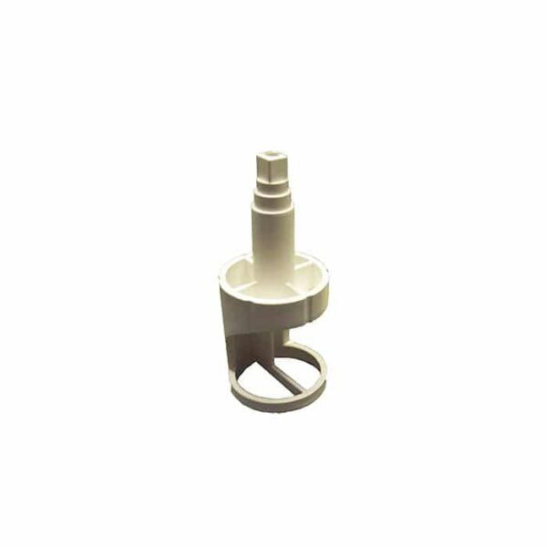 A Diverter Valve Assembly (2007+) - Gate, made of white plastic, features a central shaft and a partially open circular base for use with kitchen appliances.