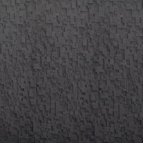 A detailed look at the 27 x 52 Blackrock Pool Package shows a textured dark gray surface with raised rectangular and square blocks, creating a striking geometric, three-dimensional effect.