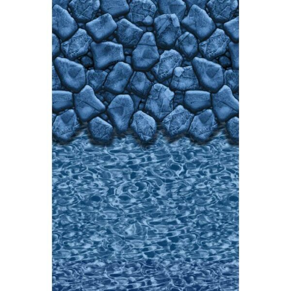 The 33 x 54 Mystic Pool Package features a design with blue stones at the top that smoothly transitions into a shimmering, rippling blue water pattern at the bottom.